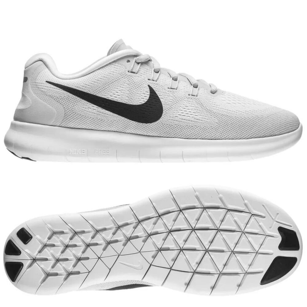 NIKE Free RN 2017 White Black Grey Logo Woven Lace Up $120 Running Gym Shoes 9 - Picture 3 of 12